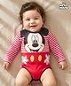 Babyhug Disney Interlock Knit Full Sleeves Striped Onesie with Mickey Mouse Graphic - Multicolor