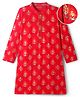 EARTHY TOUCH Full Sleeves Kurta with Floral Glitter Print - Red