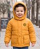 Babyhug Woven Full Sleeves Solid Color Hooded Padded Jacket - Yellow