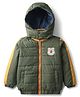 Babyhug Woven Full Sleeves Hooded Padded Jacket With Patch Detailing - Olive Green