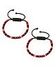 Darshraj Jewels 925 Sterling Silver Newborn Nazariya Anklet & Bracelet with Silver Ball & Beads (Poth) - Red