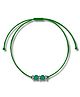 Darshraj Jewels 925 Sterling Silver Handmade Anklet Chandi Ki Payal & Thread Anklet with Silver Flower Beads & Crystal Beads - Green