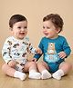 Babyoye 100% Cotton Knit Full Sleeves Onesies with Eco Jiva Finish Vehicle & Animal Print Pack of 2 - Blue & Light Blue