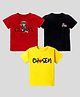 KAVEE Pure Cotton Pack Of 3 Half Sleeves Bike & Chosen Text Printed Tees - Red Black & Yellow