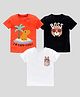 KAVEE Pure Cotton Pack Of 3 Half Sleeves Baby Bear & Typography Printed Tees - Orange Black & White