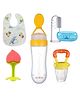 AEREX Baby Spoon Feeding Bottle, Fruit Nibbler, Silicone Finger Brush, Fruit Teether & Baby Bib Combo Feeding Bottle for Babies Feeding Combo (Yellow)