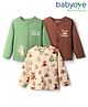 Babyoye 100% Cotton Knit Eco Jiva Finish Full Sleeves Vests  With Animal Print - Brown Beige & Light Green