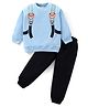 Mark & Mia Terry Knit Full Sleeves Winter Wear Suit With Backpack Print - Light Blue