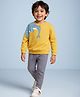 Mark & Mia Terry Knit Full Sleeves Winter Wear Suit With Fish Print - Yellow & Gray
