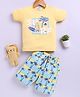 UNO KIDS Cotton Half Sleeves Surf Text Printed Tee & Shorts Set - Yellow & Blue