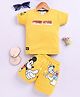 UNO KIDS Cotton Mickey & Friends Featuring Half Sleeves Characters Printed Tee & Shorts Set - Yellow