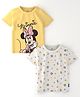 Nautinati Cotton Mickey & Friends Pack Of 2 Featuring Half Sleeves Minnie Mouse Printed Tee - Yellow & White