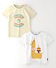 Nauti Nati Cotton Pack Of 2 Half Sleeves Rainbow Dreams Text & Llama Printed Tees - White & Off White