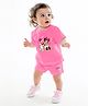 Nautinati Cotton Mickey & Friends Featuring Half Sleeves Mickey & Friends Printed Tee & Shorts - Pink