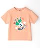 Nautinati Cotton Mickey & Friends Featuring Half Sleeves Mickey Mouse Printed Tee - Peach