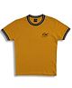 Sportking Cotton Blend Half Sleeves Dwort Text Embroidered Tee - Mustard