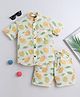 BAATCHEET Cotton Half Sleeves Leaf & Lemon Printed Shirt & Coordinating Shorts Set - Lemon