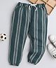 BAATCHEET Jute Cotton Striped Joggers - Green