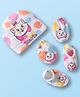 Babyhug Disney Interlock Knit Cap Mittens and Booties Set with Aristocats Marie Graphics White - 9 cm Diameter