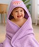 Babyhug Cotton Terry Knit Hooded Towel with Dotted Design & Deer Print L 76 x B 76 cm - Purple