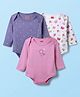 Babyhug 100% Cotton Interlock Knit Full Sleeves Onesies with Floral Print Pack of 3 - White Pink & Purple