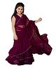 Cutiediva Georgette Sleeveless Threadwork Embroidered Gota Lace & Sequins Embellished Saree - Wine