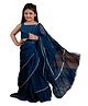 Cutiediva Georgette Sleeveless Floral Embroidered Gota Lace & Sequins Embellished Saree - Teal Blue