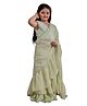 Cutiediva Georgette Sleeveless Floral Embroidered Gota Lace & Sequins Embellished Saree - Sea Green