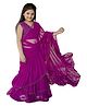 Cutiediva Muslin Sleeveless Threadwork Embroidered Gota Lace & Sequins Embellished Saree - Fuchsia