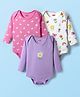 Babyhug 100% Cotton Interlock Knit Full Sleeves Onesies With Butterfly & Floral Print Pack Of 3 - Pink White & Purple