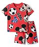 Babyhug Disney Single Jersey Knit Half Sleeves Co-ords Shorts Night Suit with Mickey Mouse Graphics - Red