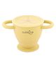 CUBKINS Snack Cup with Lid for Children | Collapsible | Suction Base | Soft & Smooth Flips | 100% Silicone, BPA Free, Food Grade, FDA Approved | Easy to Clean (Lemon)