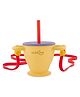 CUBKINS Sip n Snack Cup with Straw, Strap & Lid for Children | 2 in 1 Snack & Sippy Cup | Collapsible | Suction Base | Soft & Smooth Flips | 100% Silicone, BPA Free | Easy to Clean (Mango)
