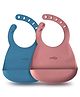 CUBKINS Set of 2 Silicone Bibs for Children | Lightweight | Travel Friendly | Adjustable | Safe & Sturdy | BPA Free, Food Grade, FDA Approved | Easy to Clean (Raspberry - Blue Olive)
