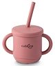CUBKINS Sippy Cup with Lid & Straw for Infants & Toddlers | 3 Configurations | Anti Slip Bottom | Double Handles | 100% Silicone, BPA Free | Easy to Clean (Raspberry)