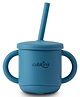 CUBKINS Sippy Cup with Lid & Straw for Infants & Toddlers | 3 Configurations | Anti Slip Bottom | Double Handles | 100% Silicone, BPA Free | Easy to Clean (Blue Olive)