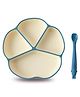 CUBKINS Set of 2 pcs - Plate, Early Feeding Bendable Spoon | Designed for Babies, Infants & Toddlers | BPA Free, Food Grade, FDA Approved | 100% Silicone | Easy to Clean (Blue Olive)