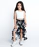 Ministitch Cotton Blend Sleeveless Solid Top & Floral Printed Skirt Set - White