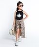 Ministitch Cotton Blend Sleeveless Hearts & Leopard Printed Top & Skirt Set - Beige