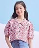StyloBug Viscose Rayon Half Sleeves Abstract Printed Shirt Sytle Top - White