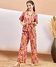 StyloBug Cotton Half Sleeves Ikat Printed Shirt Style Top & Coordinating Pant Set - Multi Colour
