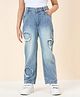StyloBug Denim Mild Washed & Patch Detailed Jeans - Blue