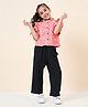 StyloBug Cotton Half Puffed Sleeves Floral Printed Top & Pants Set - Red