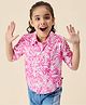 StyloBug Viscose Rayon Half Sleeves Leaves Printed Shirt Style Top - Pink