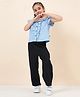 StyloBug Cotton Frill Sleeves Floral Printed Top & Pant Set - Blue