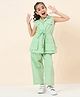 StyloBug Cotton Sleeveless Striped Coordinating Top & Pant Set - Green