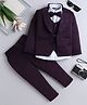 Fourfolds Cotton Full Sleeves Rhinestone Embellished 3 Piece Party Suit With Bow Set - Purple