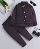 Fourfolds Full Sleeves Geometric Embroidered 3 Piece Part Suit Set - Purple