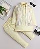 Fourfolds Cotton Full Sleeves Solid Kurta & Pyjama With Abstract Embroidered & Sequins Embellished Jacket - Yellow