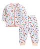 Little Angels Cotton Full Sleeves Cars Printed Coordinating Night Suit Set - Peach